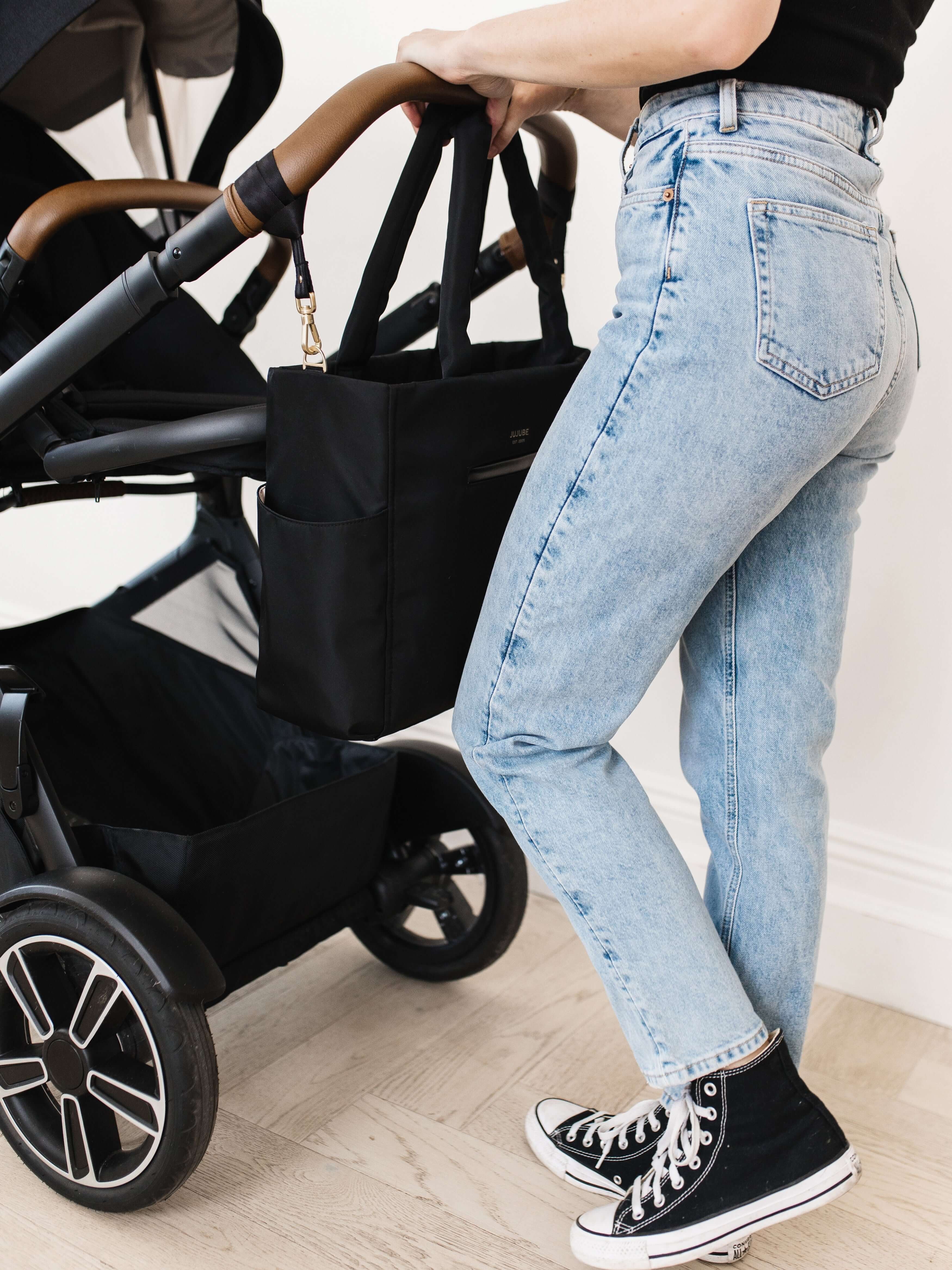 Utility-Strap Tote Diaper Bag - Black | Milk & Baby