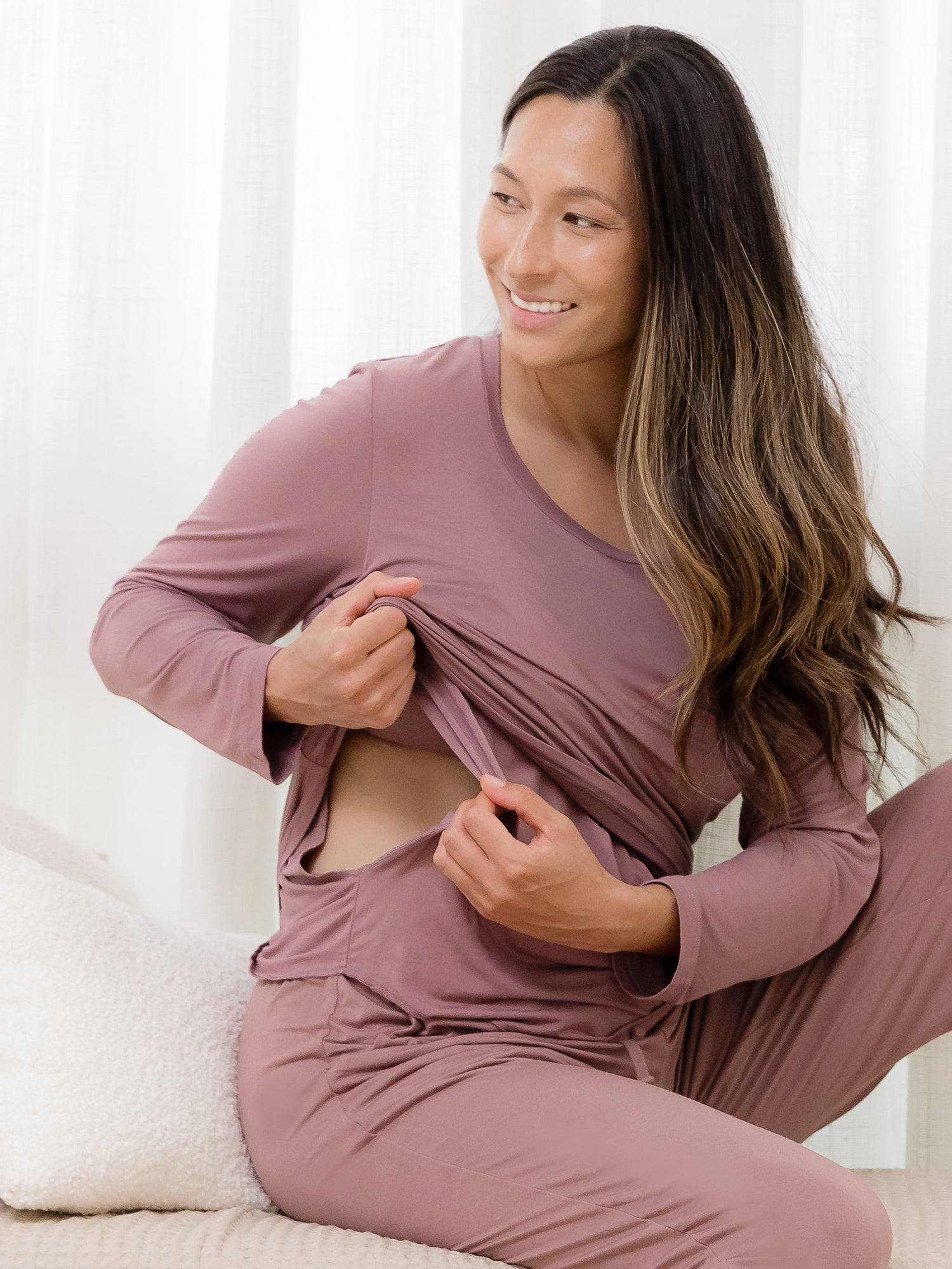 Bamboo Maternity & Nursing Long Sleeve T-shirt | Twilight | Milk & Baby