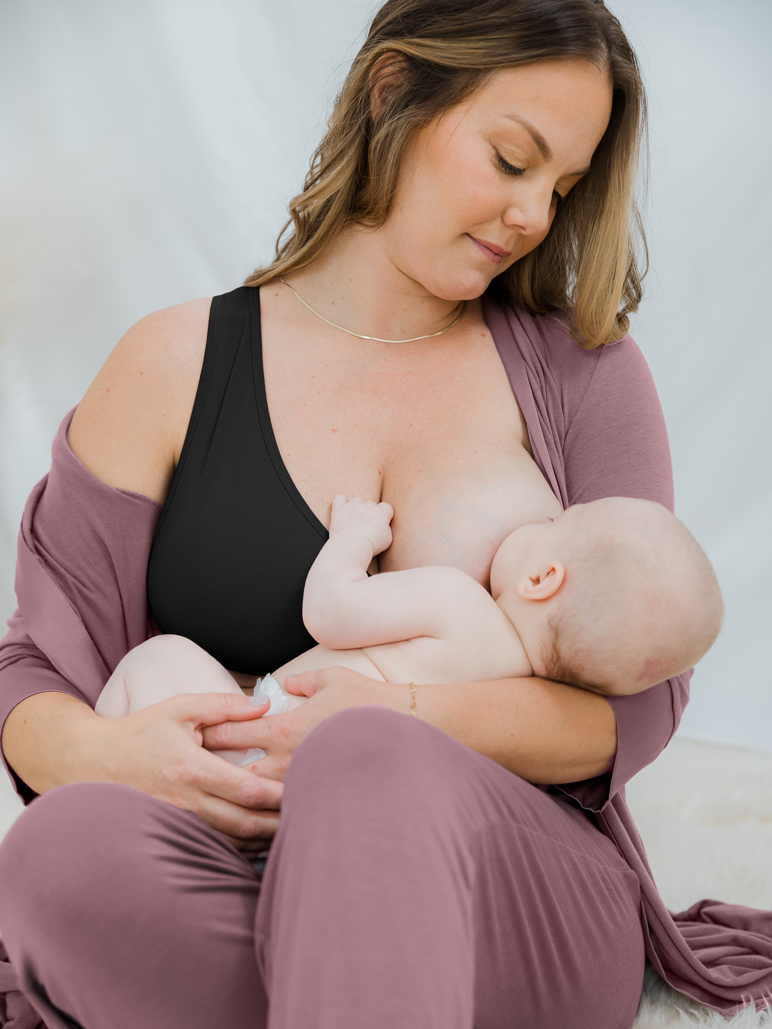 French Terry Racerback Nursing & Sleep Bra | Black | Milk & Baby