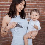 Ribbed Bamboo Racerback Nursing Tank | French Blue | Milk & Baby