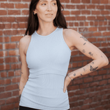 Ribbed Bamboo Racerback Nursing Tank | French Blue | Milk & Baby