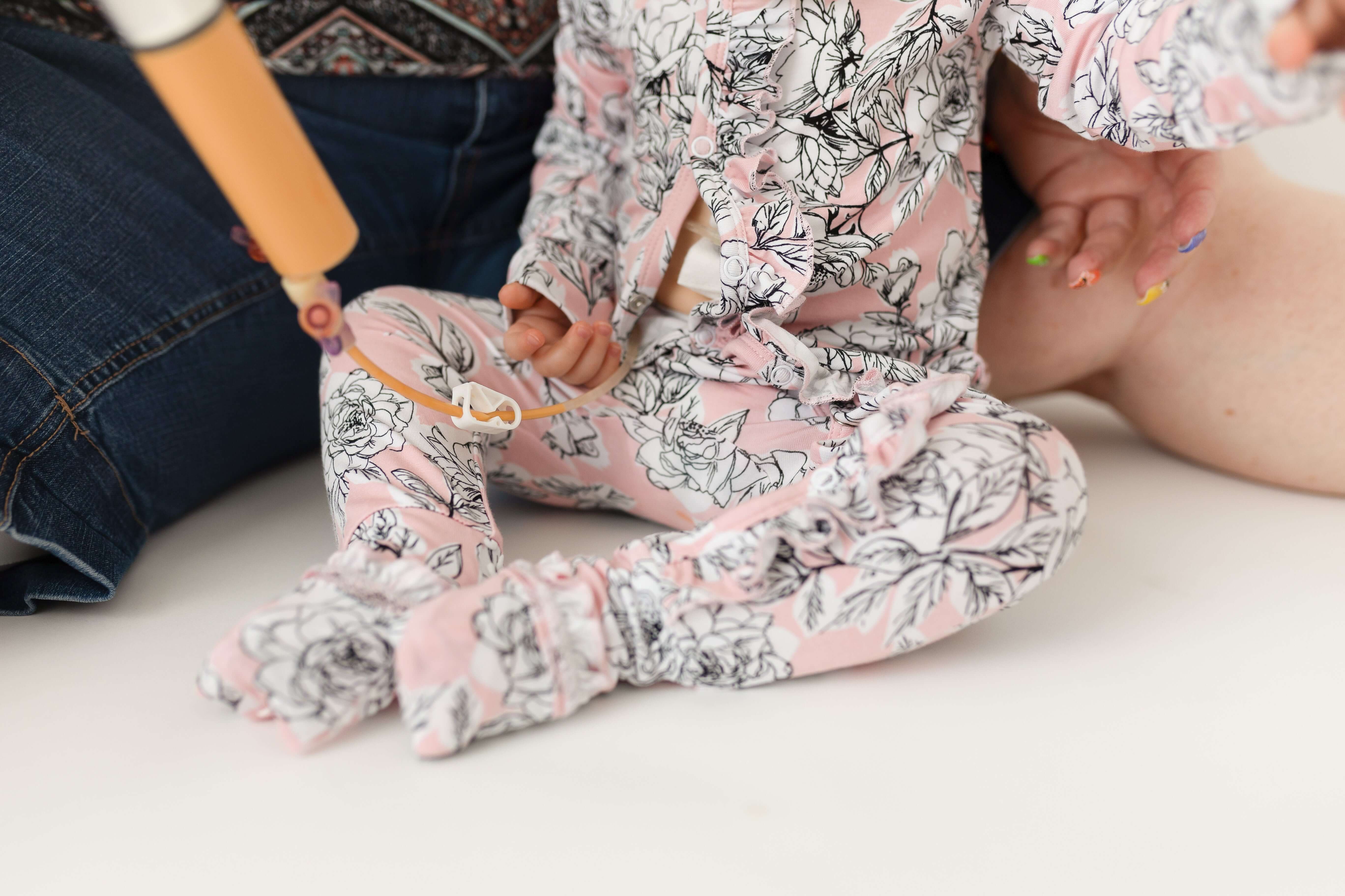Allie Floral Bamboo Ruffle Convertible Footie | Milk & Baby