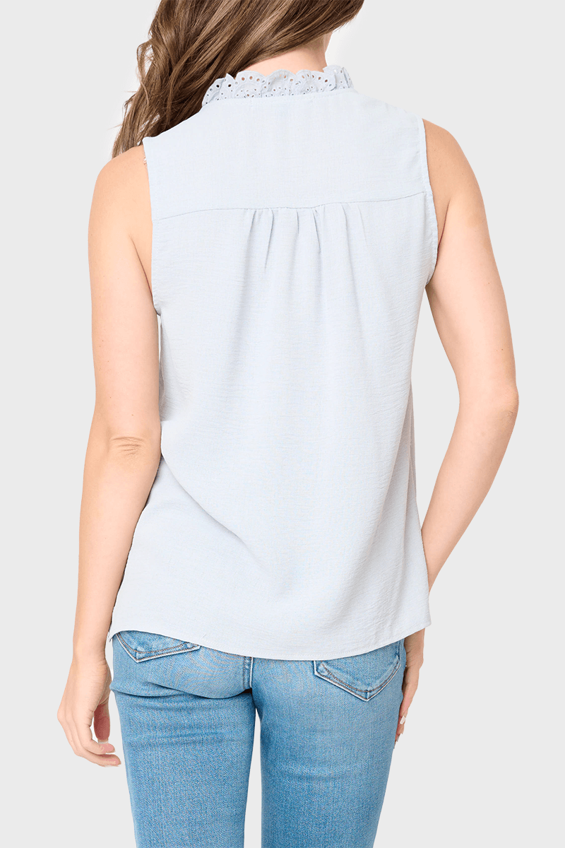 Crochet Ruffle Placket Button Front Blouse | Milk & Baby