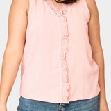 Crochet Ruffle Placket Button Front Blouse | Milk & Baby