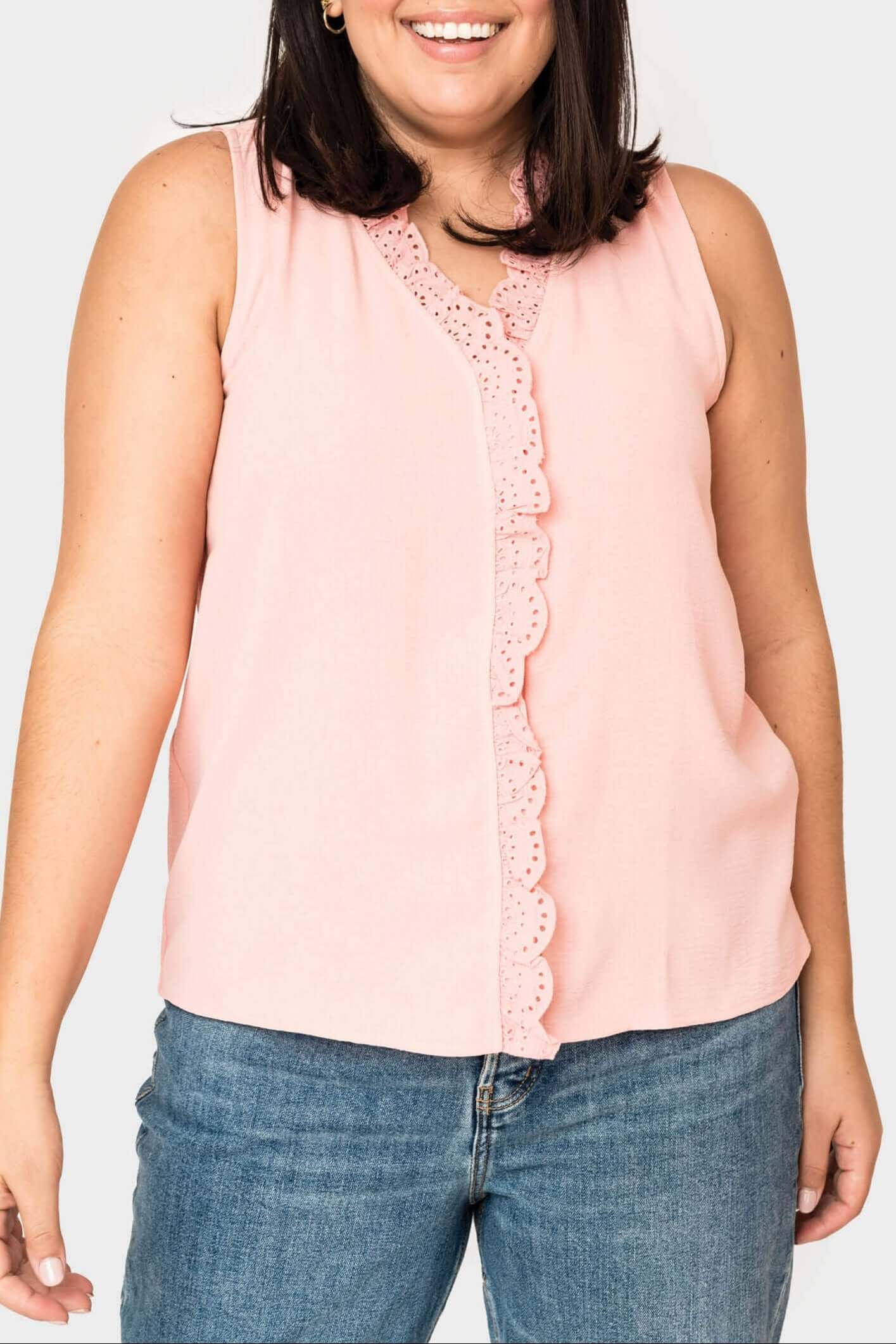 Crochet Ruffle Placket Button Front Blouse | Milk & Baby