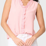 Crochet Ruffle Placket Button Front Blouse | Milk & Baby