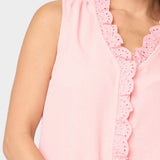 Crochet Ruffle Placket Button Front Blouse | Milk & Baby
