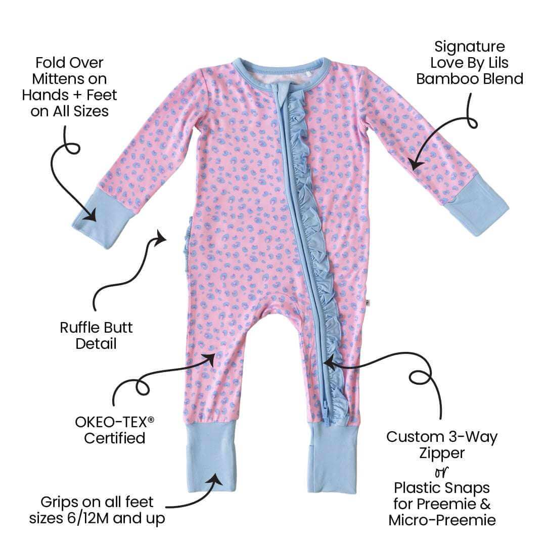 Lillian Leopard Bamboo Ruffle Convertible Footie | Milk & Baby