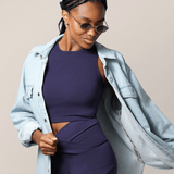 Sublime® Bamboo Maternity & Nursing Longline Bra Top | Navy | Milk & Baby