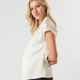 Short Sleeve Satin Maternity Shell Top with Concealed Nursing Zip | Milk & Baby