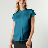 Short Sleeve Satin Maternity Shell Top with Concealed Nursing Zip | Milk & Baby