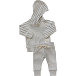 Grey Striped Hooded Set | Milk & Baby