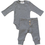 Charcoal Bodysuit Waffle Set | Milk & Baby