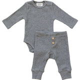 Charcoal Bodysuit Waffle Set | Milk & Baby