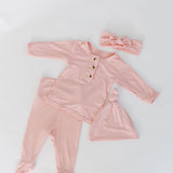 Aspen Outfit, Hat and Headband Set | Pink | Milk & Baby