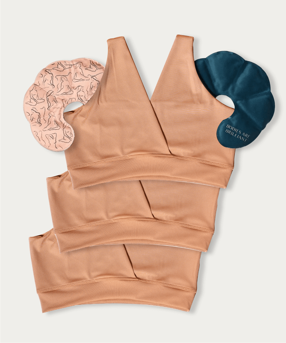 Mocha Mousse FourthWear Postpartum Bralette 3-set + Chest Ice/Heat Pack | Milk & Baby