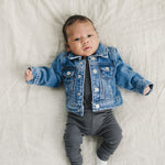 Charcoal Organic Snap Long Sleeve Ribbed Bodysuit | Milk & Baby