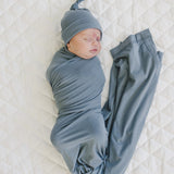 Dusty Blue Bamboo Hat or Head Wrap Set | Milk & Baby