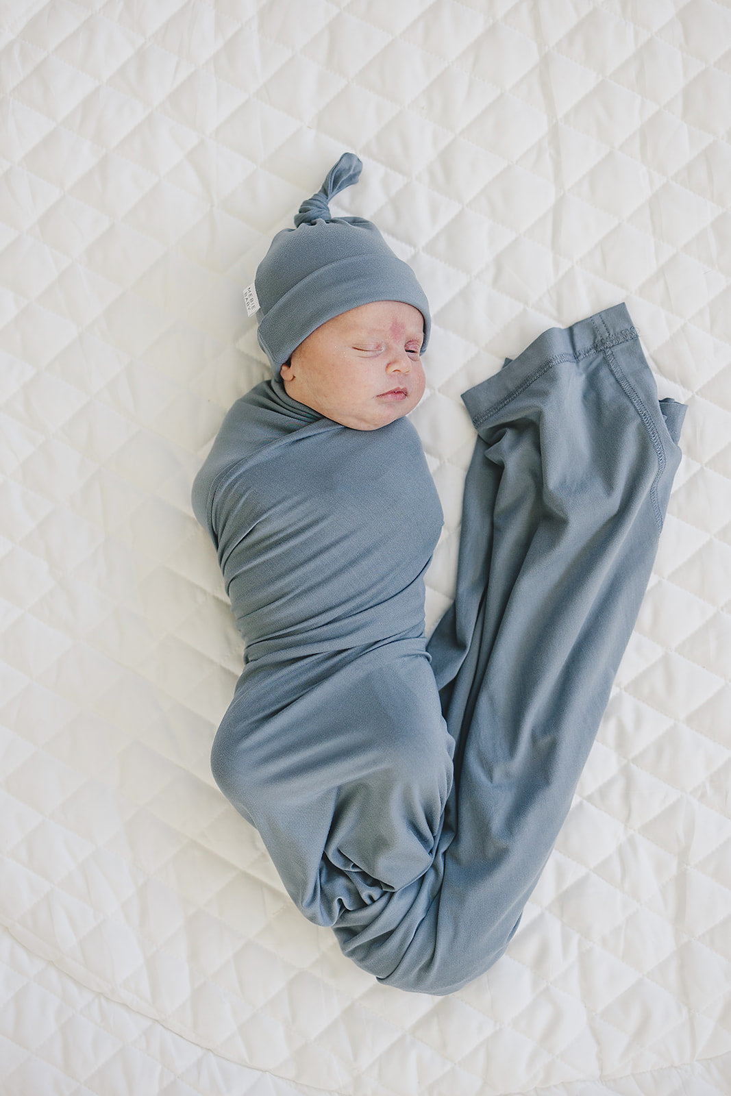 Dusty Blue Bamboo Hat or Head Wrap Set | Milk & Baby