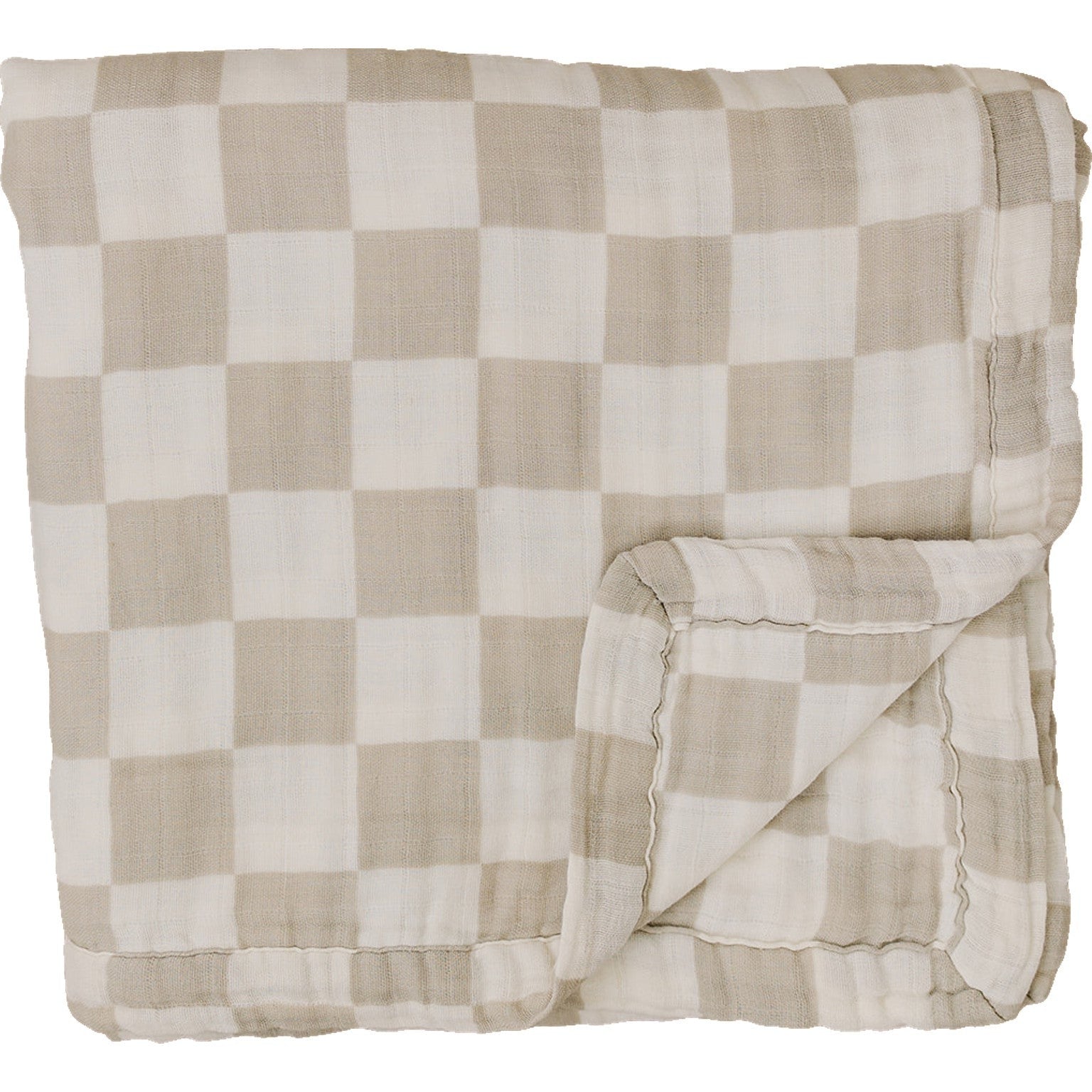 Taupe Checkered Muslin Quilt | Milk & Baby