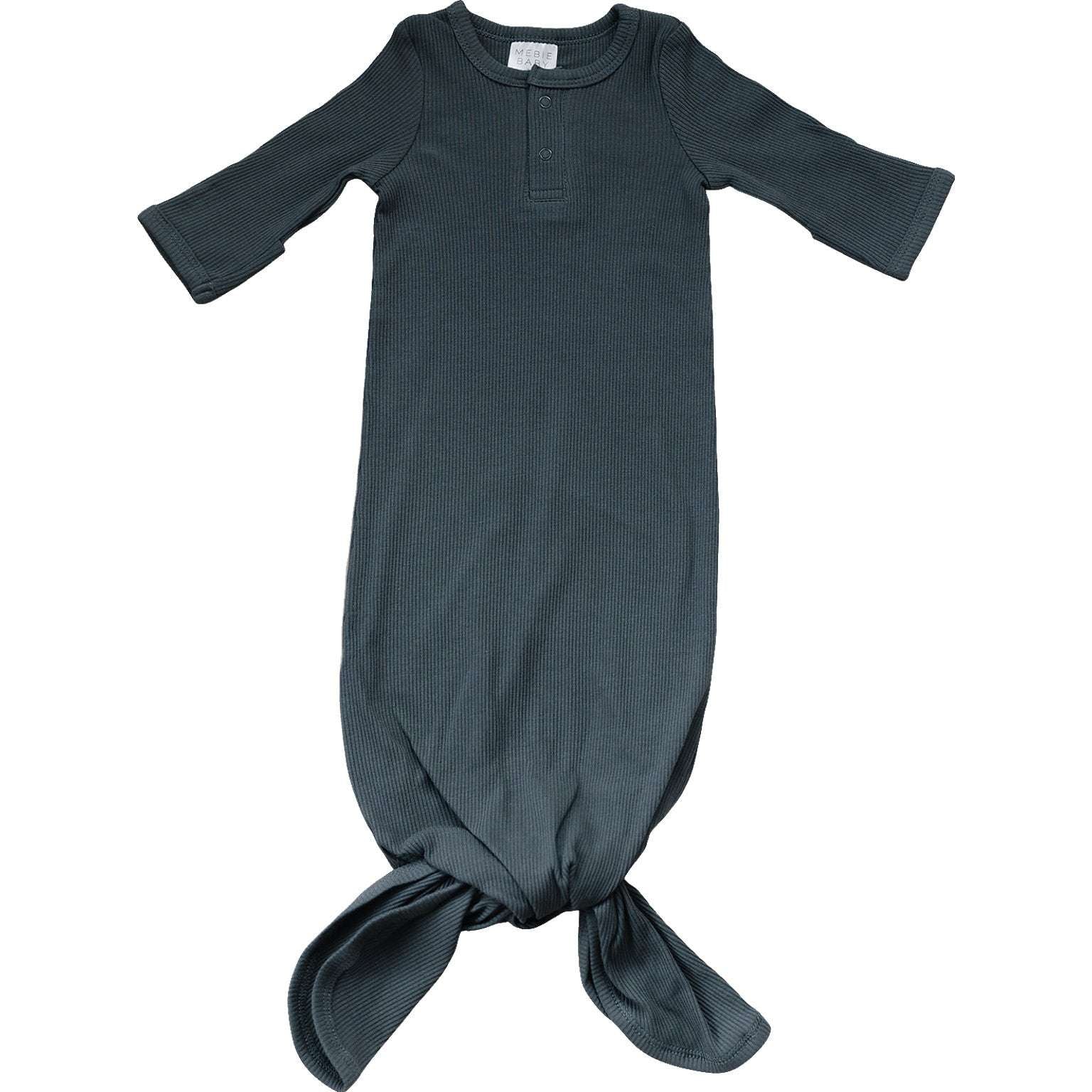 Charcoal Organic Cotton Ribbed Knot Gown | Milk & Baby
