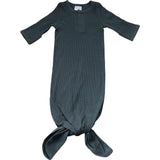 Charcoal Organic Cotton Ribbed Knot Gown | Milk & Baby