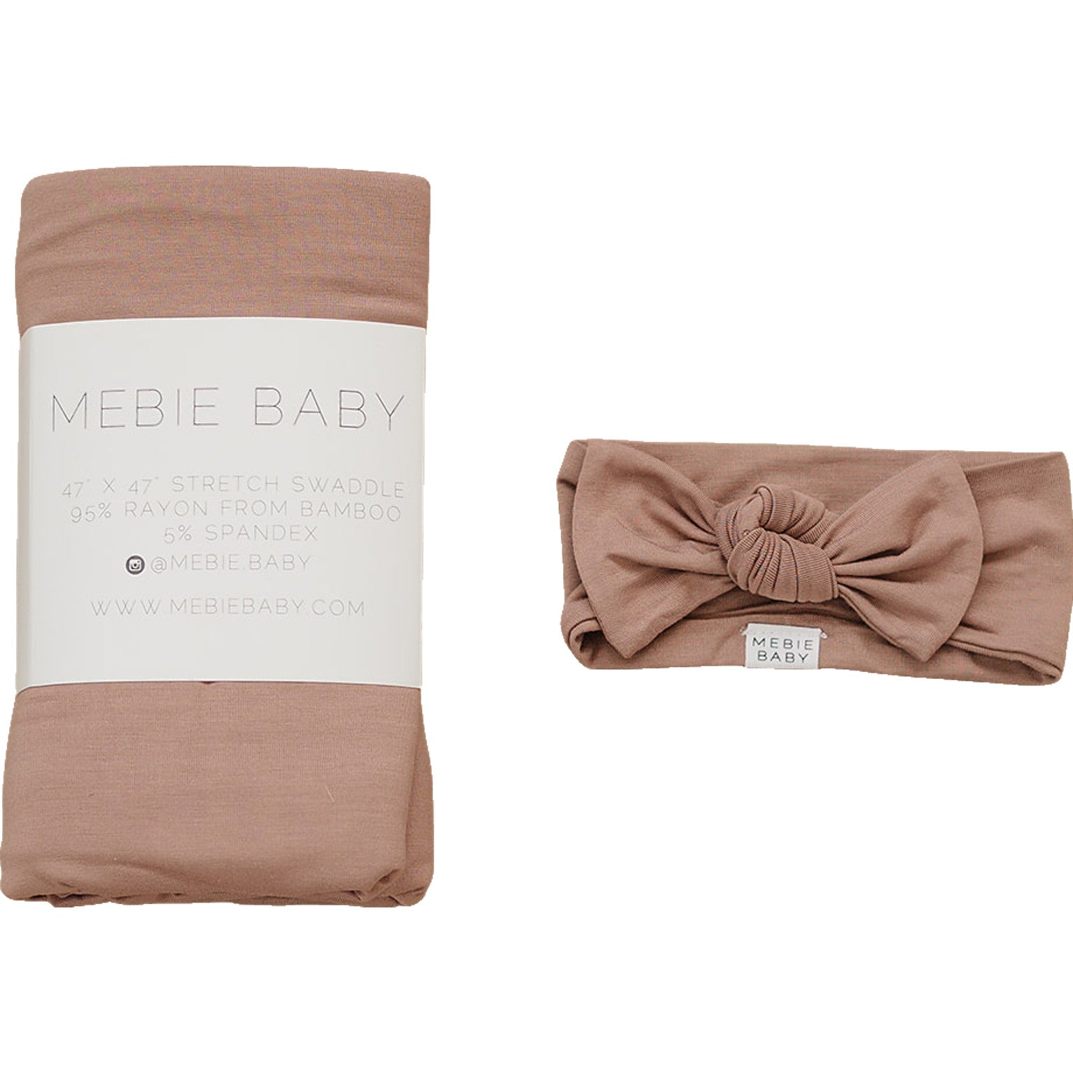 Dusty Rose Bamboo Swaddle & Head Wrap Set | Milk & Baby