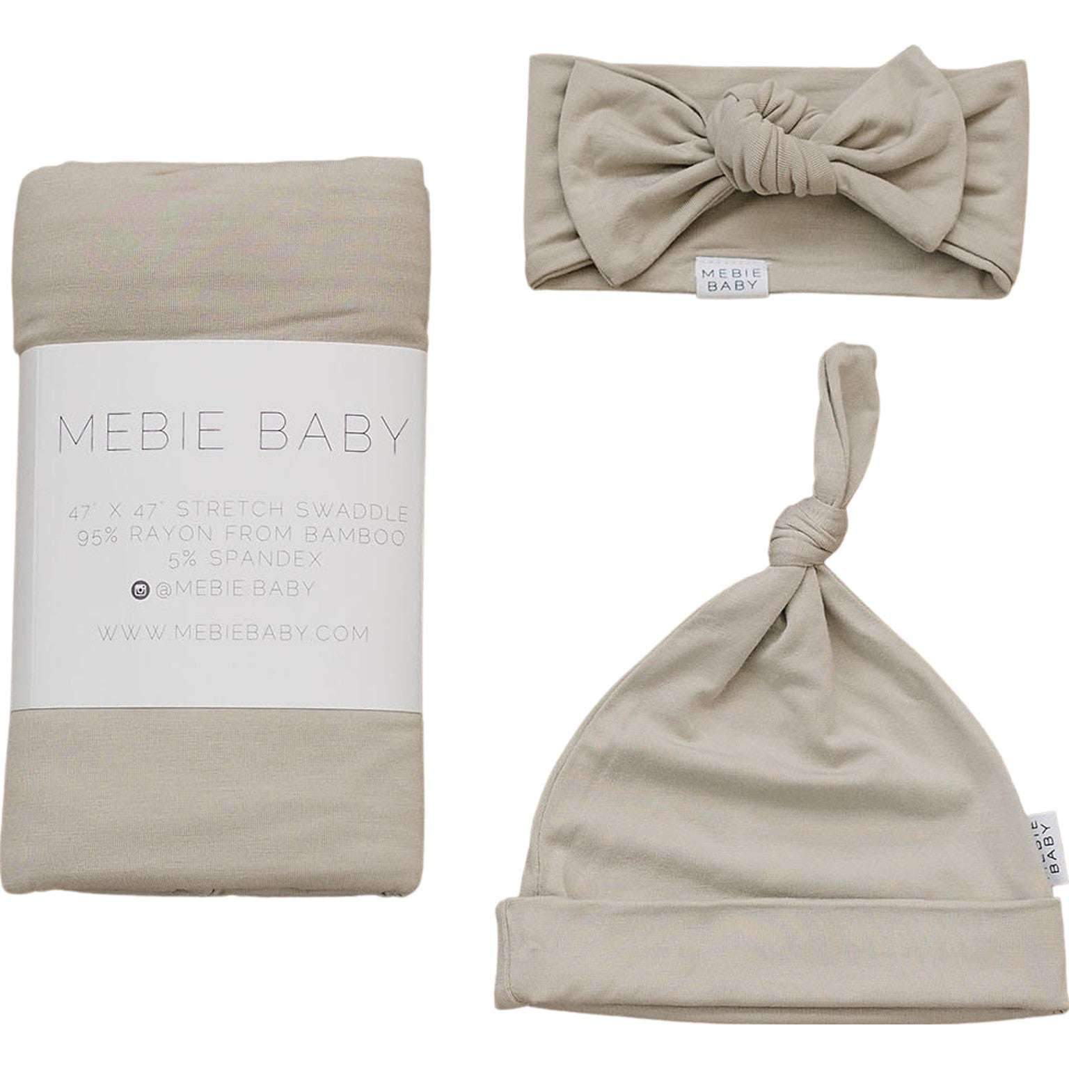 Oatmeal Bamboo Swaddle Hat OR Head Wrap Set Milk & Baby