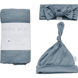 Dusty Blue Bamboo Hat or Head Wrap Set | Milk & Baby