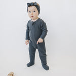 Charcoal Organic Cotton Ribbed Zipper | Milk & Baby