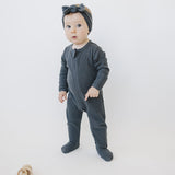 Charcoal Organic Cotton Ribbed Zipper | Milk & Baby