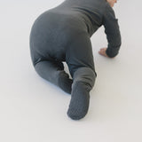 Charcoal Organic Cotton Ribbed Zipper | Milk & Baby