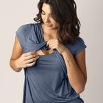 Davy Maternity & Nursing Pajama Set | Slate Blue | Milk & Baby