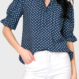 Dianthus Henley Puff Sleeve Blouse | Milk & Baby