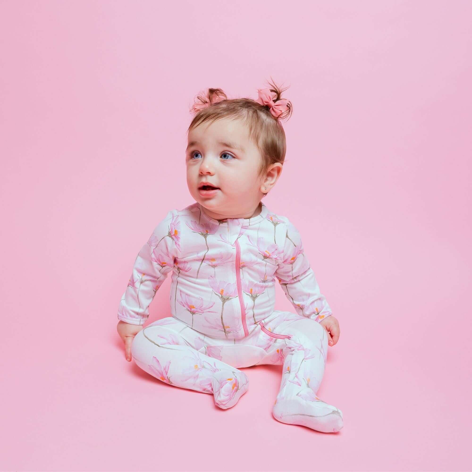 Pink Petals | Organic Footie | Milk & Baby