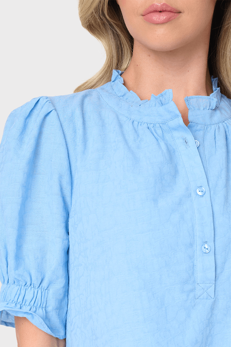 Dianthus Henley Puff Sleeve Blouse | Milk & Baby