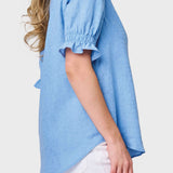 Dianthus Henley Puff Sleeve Blouse | Milk & Baby