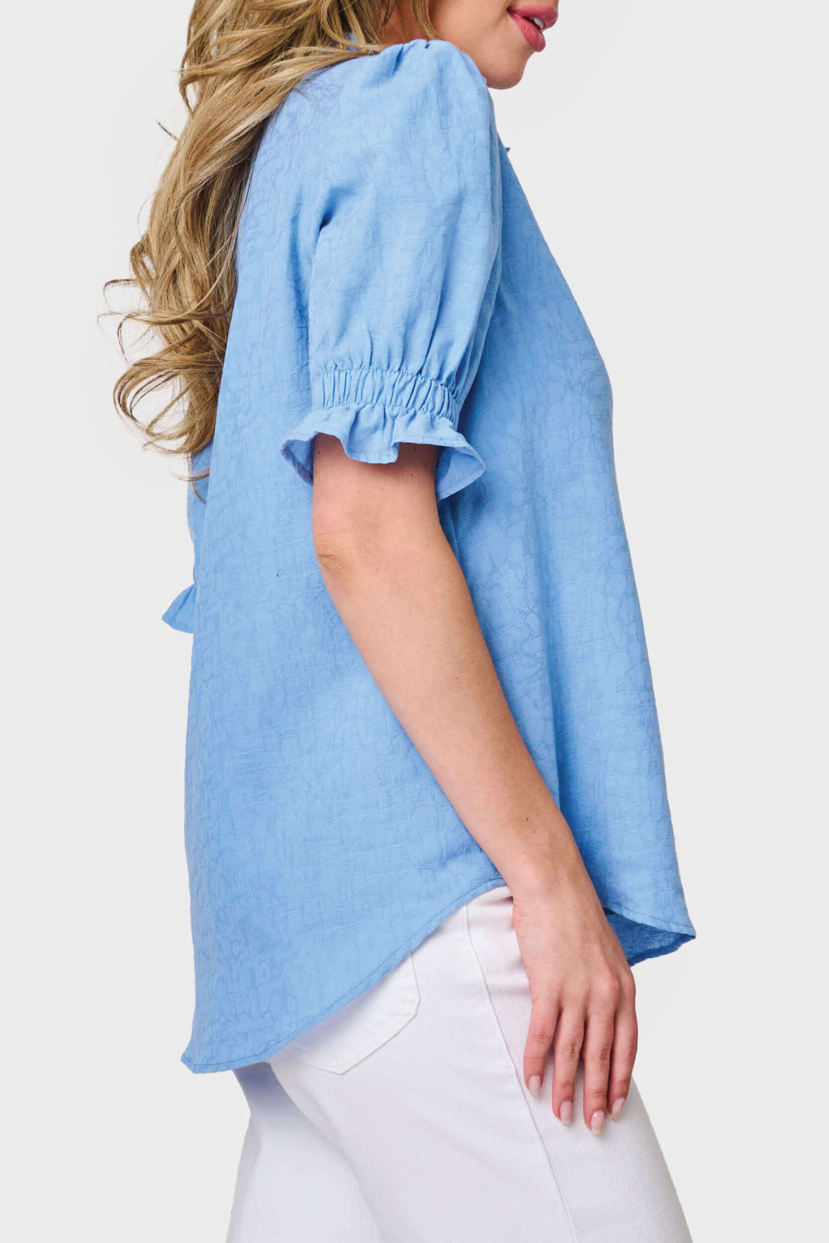 Dianthus Henley Puff Sleeve Blouse | Milk & Baby