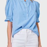 Dianthus Henley Puff Sleeve Blouse | Milk & Baby