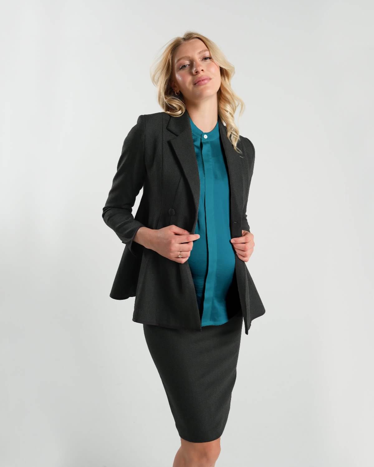 Short Sleeve Satin Maternity Shell Top with Concealed Nursing Zip | Milk & Baby