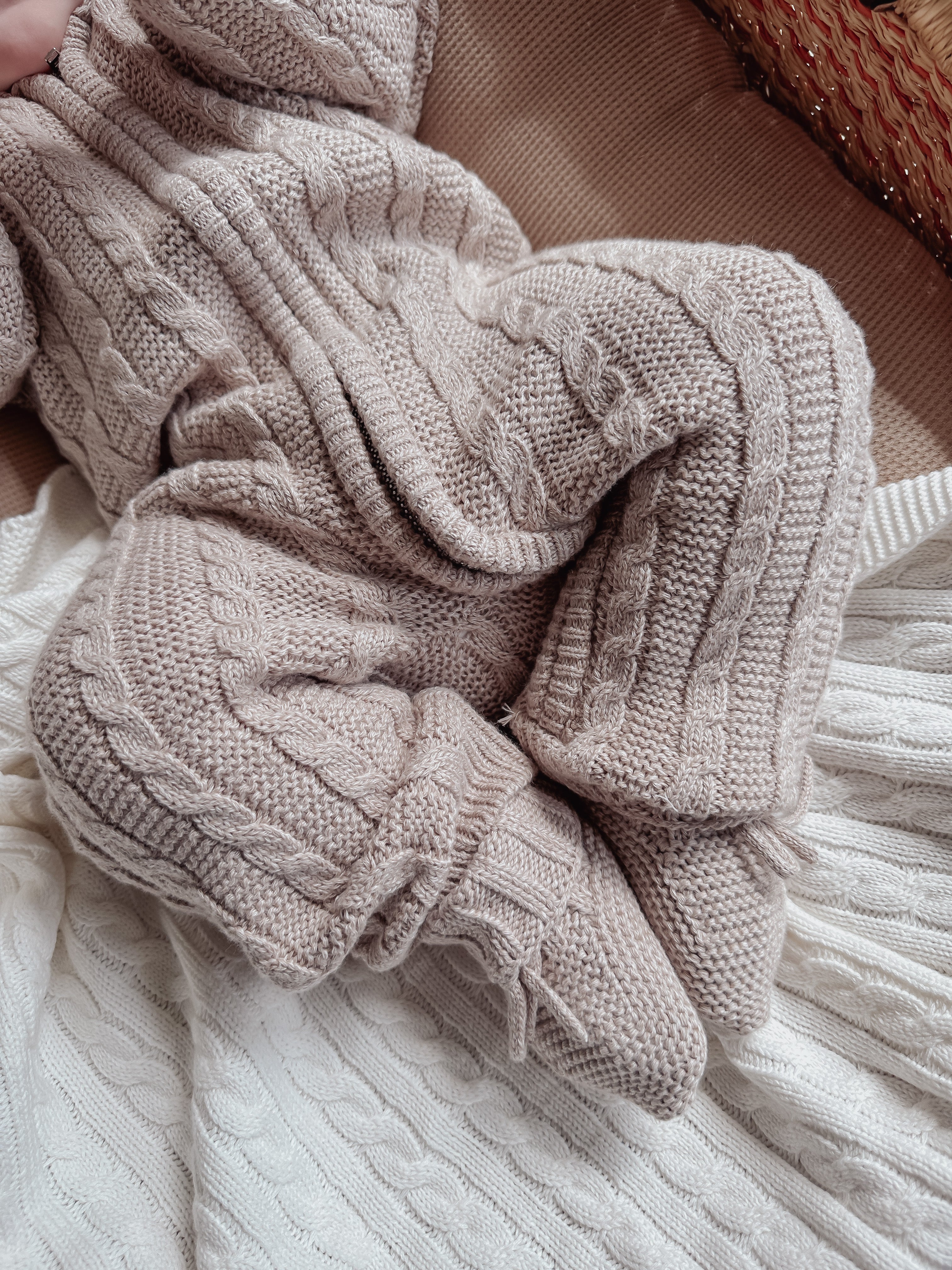 Luna + Luca Baby Bear Jumpsuit | Heather Beige | Milk & Baby