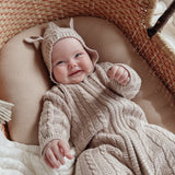 Luna + Luca Baby Bear Jumpsuit | Heather Beige | Milk & Baby