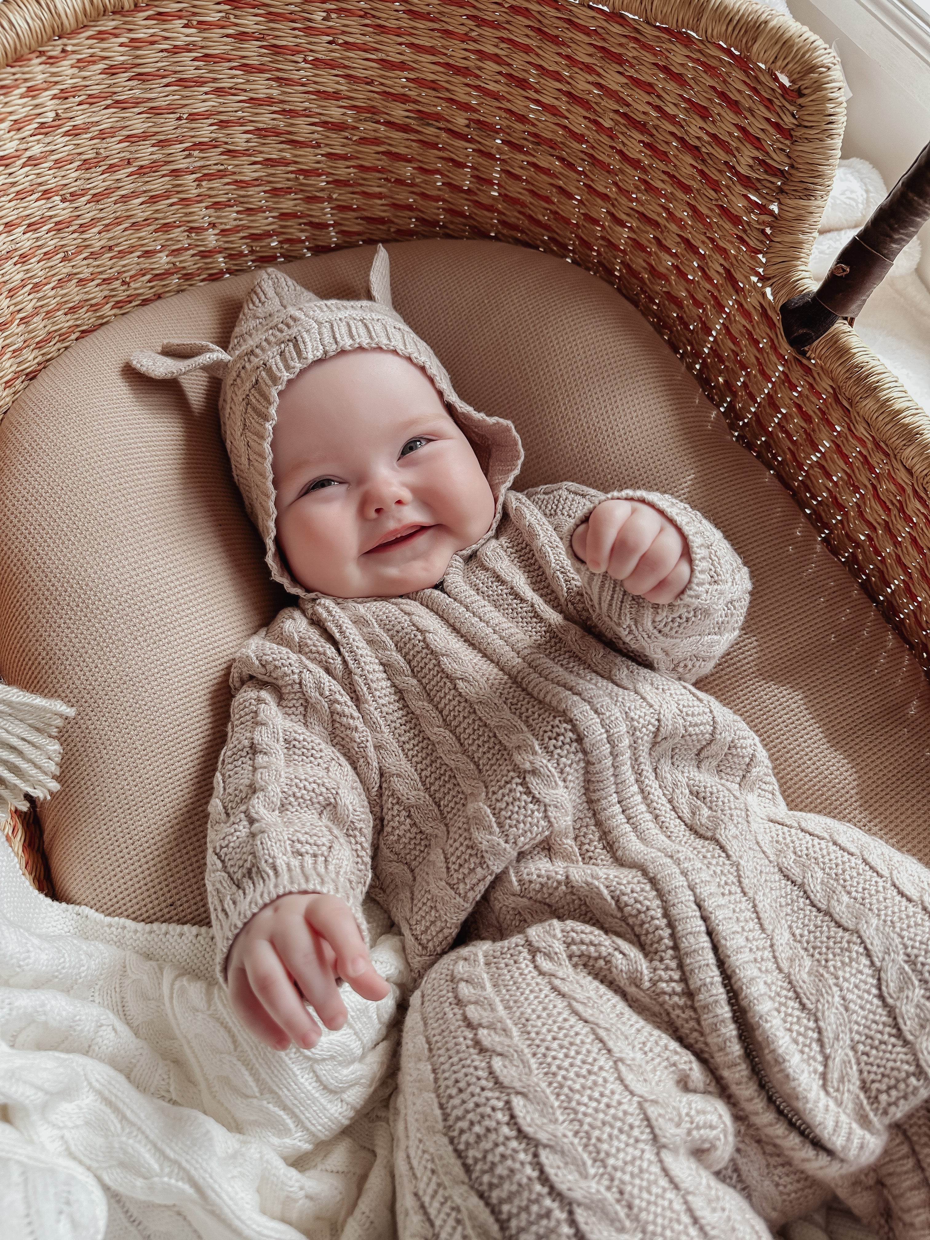 Luna + Luca Baby Bear Jumpsuit | Heather Beige | Milk & Baby