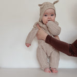 Luna + Luca Baby Bear Jumpsuit | Heather Beige | Milk & Baby