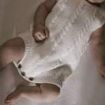 Luna + Luca Cable Knit Summer Romper - White | Milk & Baby