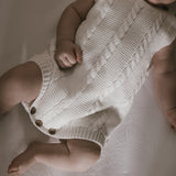 Luna + Luca Cable Knit Summer Romper - White | Milk & Baby