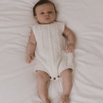 Luna + Luca Cable Knit Summer Romper - White | Milk & Baby