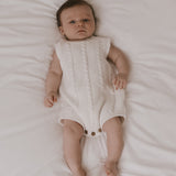 Luna + Luca Cable Knit Summer Romper - White | Milk & Baby