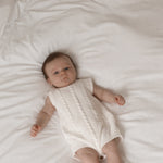 Luna + Luca Cable Knit Summer Romper - White | Milk & Baby
