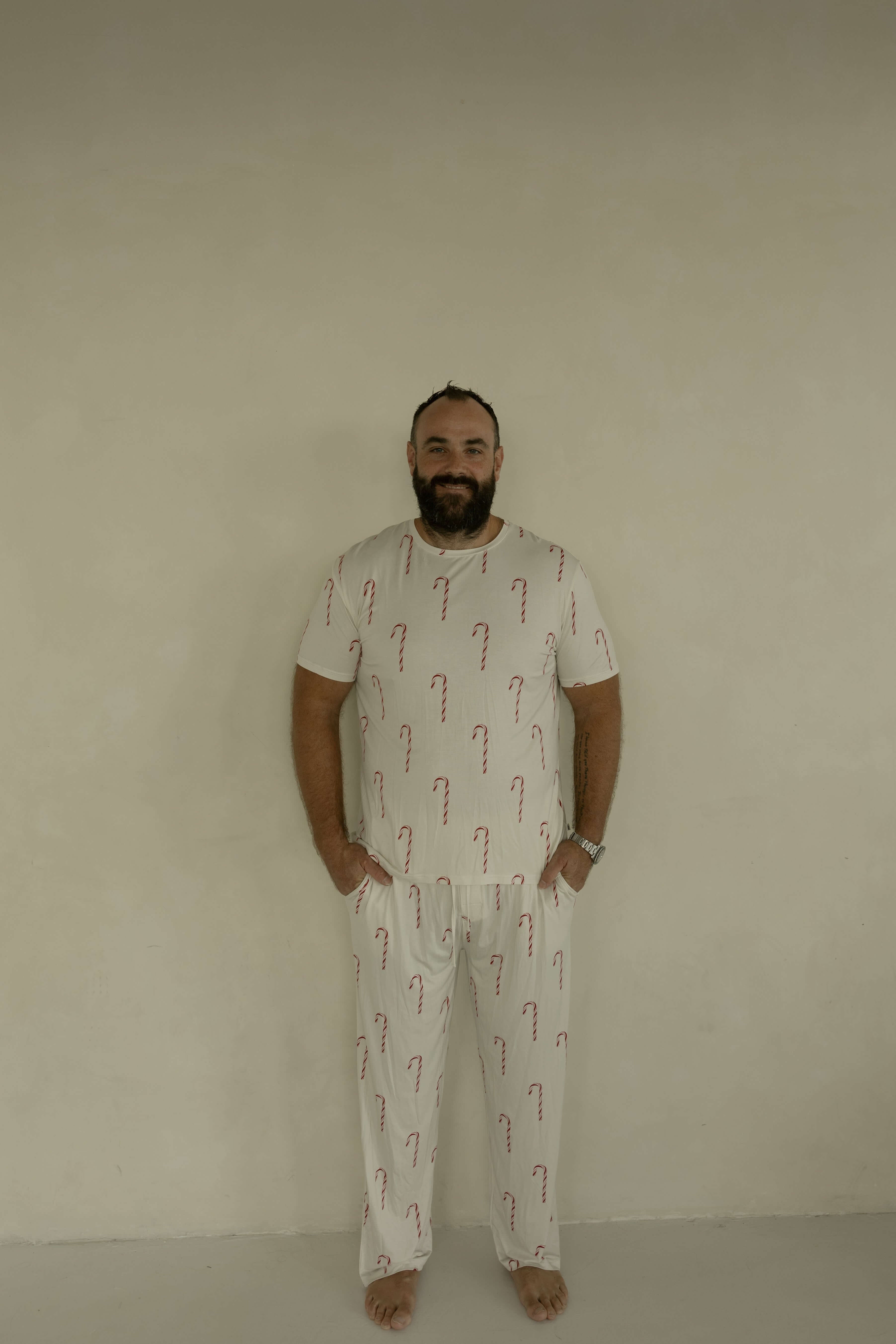 Candy Cane | Men's Short Sleeve Bamboo Pajamas | Milk & Baby